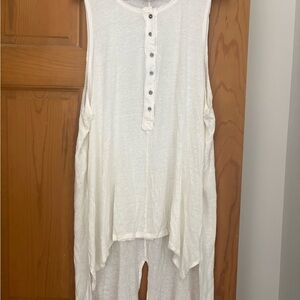 We The Free Free People Josie Henley Oversized Linen/Rayon White Tank